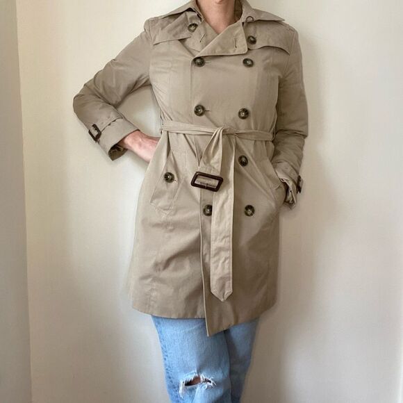 London Fog Quilted Flap Double Breasted Trench Coat - Picture 7 of 16